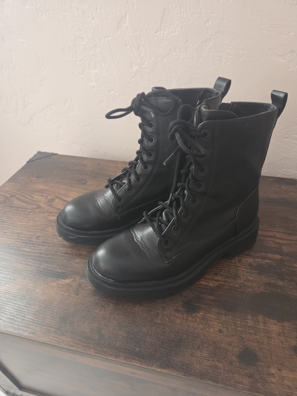 Classic Black Lace-Up Combat Boots for Women